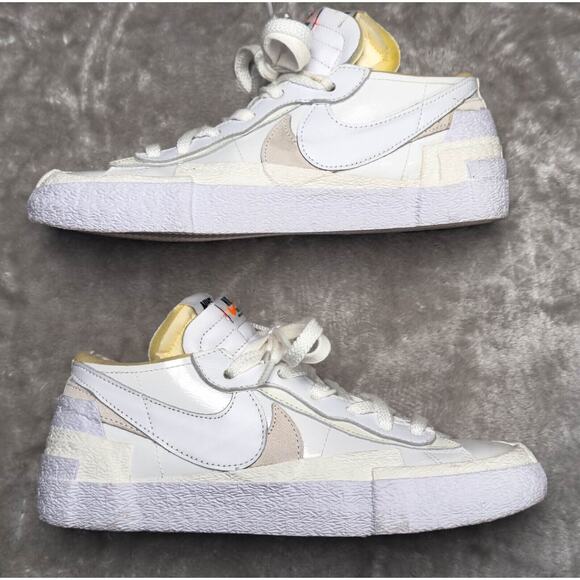 Nike Blazer x Sacai Low White Patent Leather Retro Sneakers Mens 8 DM6443-100 main image 4